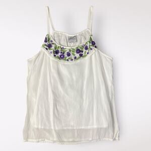 Cute Options Embroidered Floral Top‎ Womens Size Large Boho Cottage